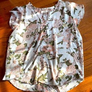 Loft Floral White Top L